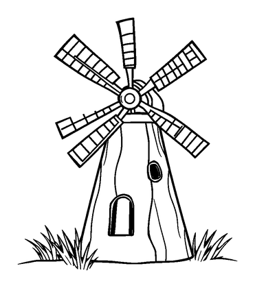 Spinning Windmill Colouring Page (Kids, Bold & Easy)