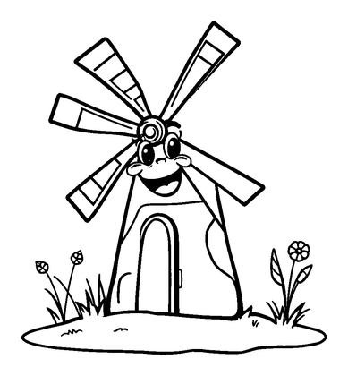 Spinning Windmill Colouring Page (Kids, Standard)