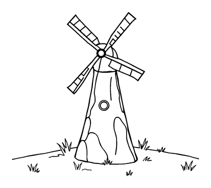 Spinning Windmill Colouring Page (Toddler, Bold & Easy)