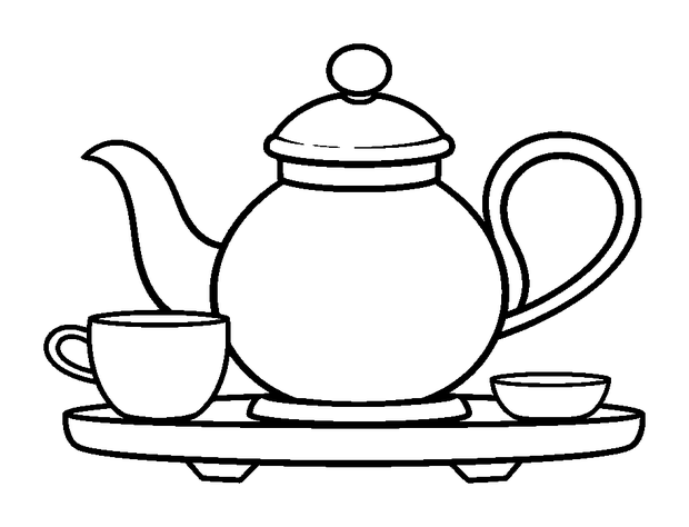 Tea Set Toy colouring page — free printable for kids