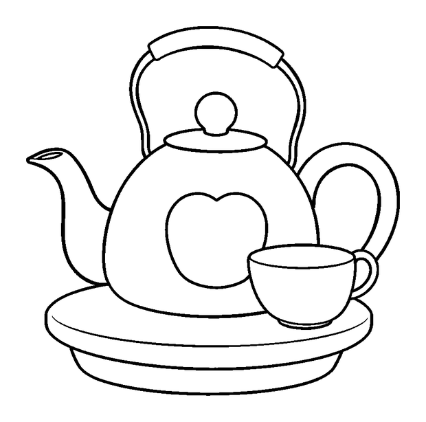 Tea Set Toy colouring page — free printable for kids