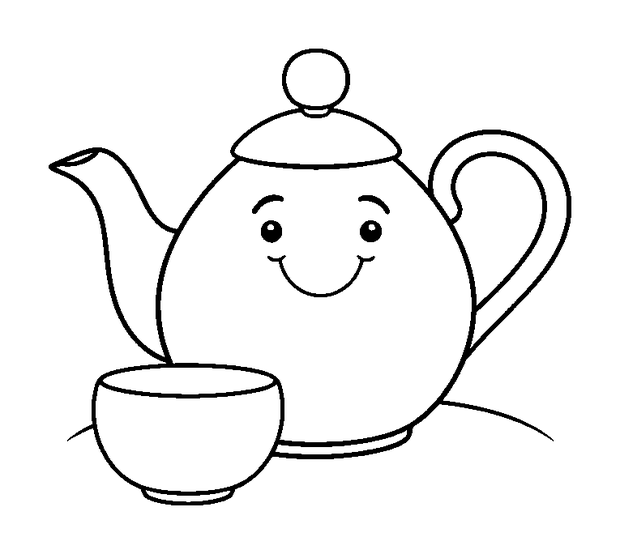 Tea Set Toy colouring page — free printable for toddlers