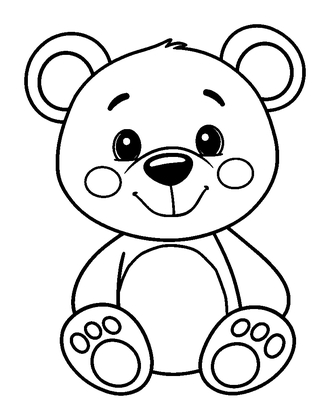 Teddy Bear Colouring Page (Toddler, Bold & Easy)