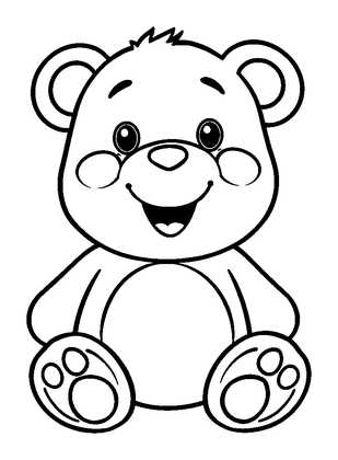 Teddy Bear Colouring Page (Toddler, Bold & Easy)