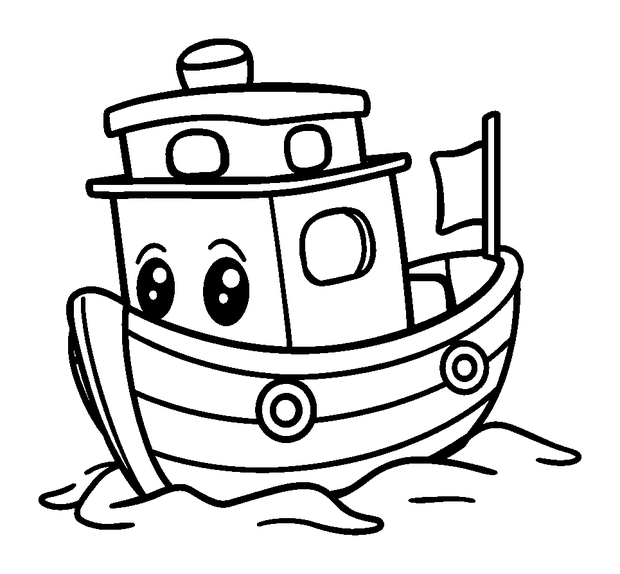 Toy Boat colouring page — free printable for kids