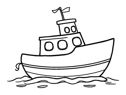 Toy Boat Colouring Page (Toddler, Bold & Easy)