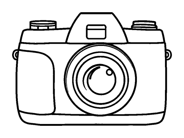 Toy Camera colouring page — free printable for kids