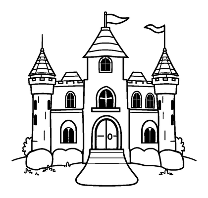 Toy Castle Colouring Page (Kids, Bold & Easy)