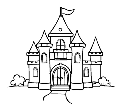 Toy Castle Colouring Page (Toddler, Bold & Easy)