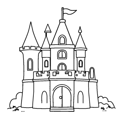 Toy Castle Colouring Page (Toddler, Bold & Easy)