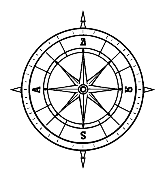 Toy Compass Map colouring page — free printable for toddlers