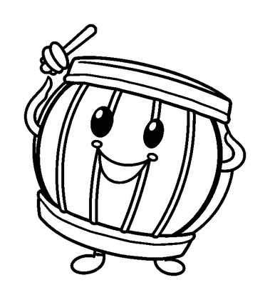 Toy Drum Colouring Page (Kids, Bold & Easy)