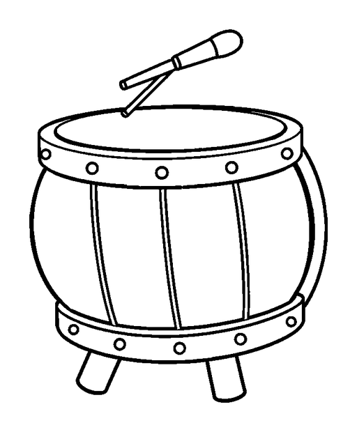 Toy Drum colouring page — free printable for kids