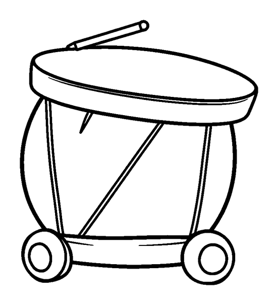 Toy Drum colouring page — free printable for toddlers