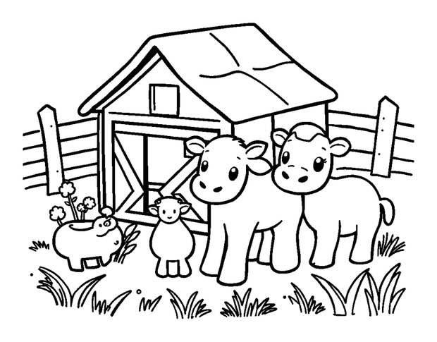 Toy Farm colouring page — free printable for kids