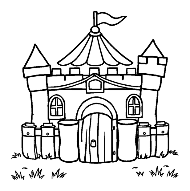 Toy Fort colouring page — free printable for kids