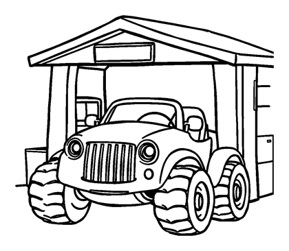 Toy Garage Colouring Page (Toddler, Bold & Easy)