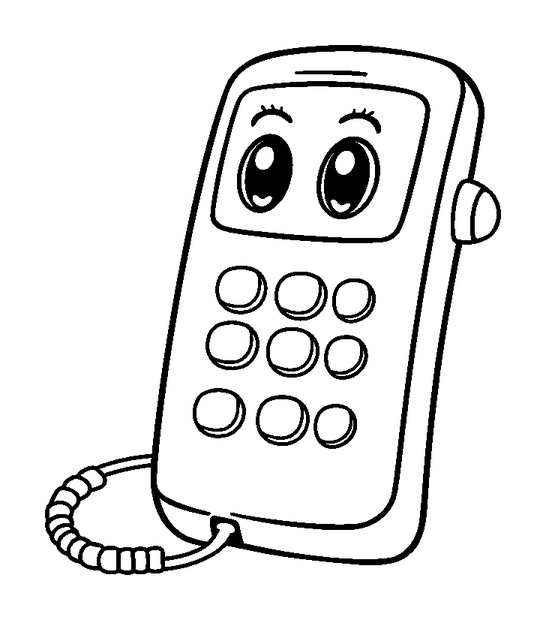 Toy Phone colouring page — free printable for kids