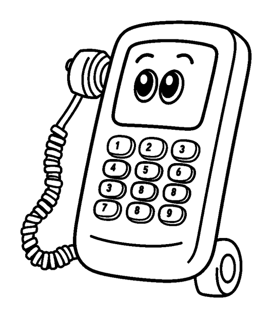 Toy Phone colouring page — free printable for toddlers