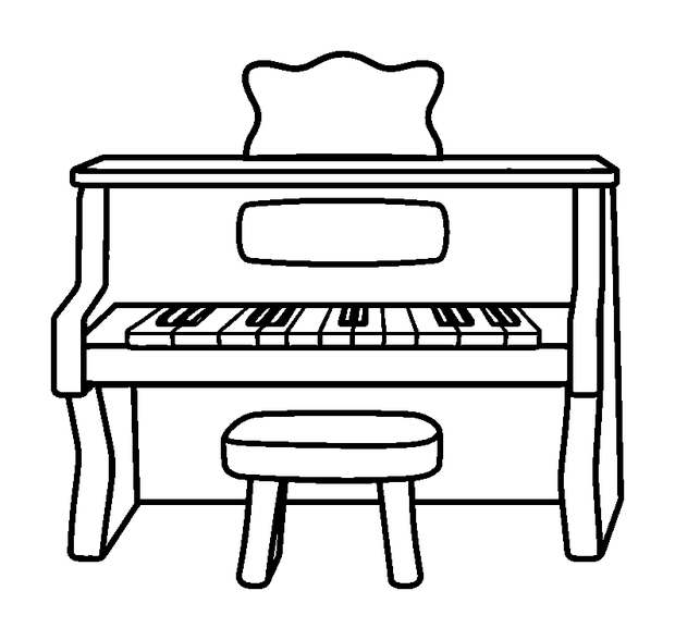 Toy Piano colouring page — free printable for kids