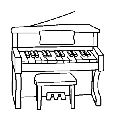Toy Piano Colouring Page (Toddler, Bold & Easy)