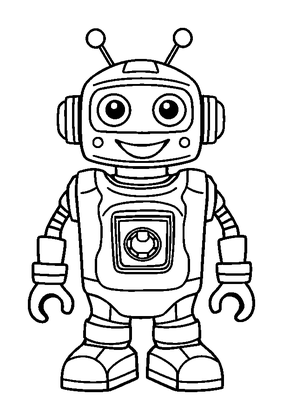 Toy Robot Colouring Page (Kids, Bold & Easy)