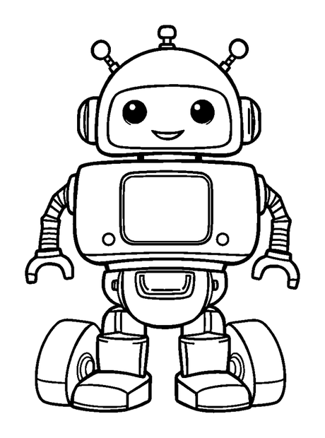 Toy Robot colouring page — free printable for kids