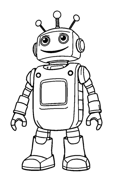 Toy Robot colouring page — free printable for toddlers