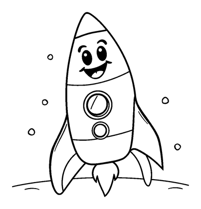 Toy Rocket Colouring Page (Kids, Standard)