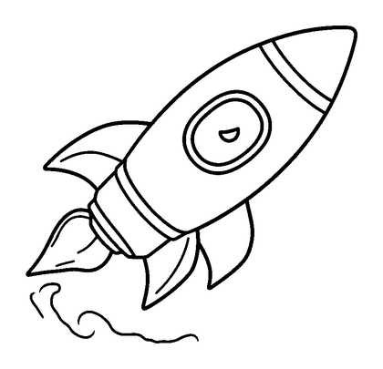Toy Rocket Colouring Page (Toddler, Bold & Easy)
