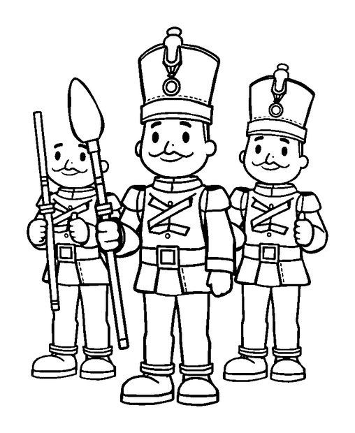 Toy Soldier Parade colouring page — free printable for kids