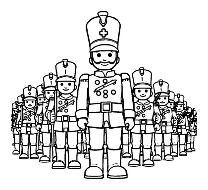 Toy Soldier Parade Colouring Page (Toddler, Bold & Easy)