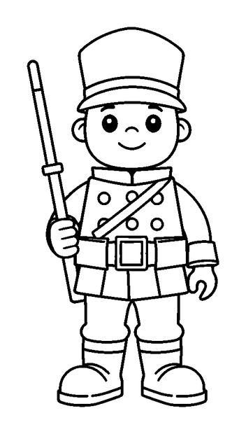 Toy Soldier colouring page — free printable for toddlers