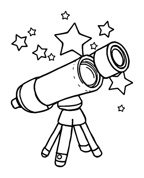 Toy Telescope Stars colouring page — free printable for kids