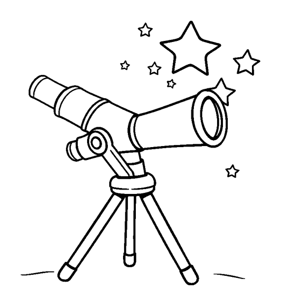 Toy Telescope Stars colouring page — free printable for kids