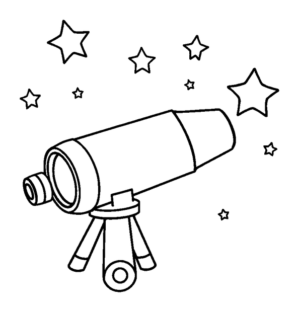 Toy Telescope Stars colouring page — free printable for toddlers