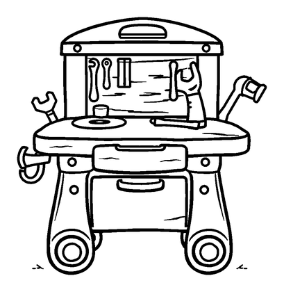 Toy Tool Bench Colouring Page (Kids, Standard)