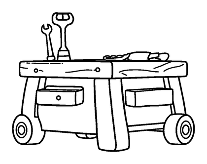 Toy Tool Bench Colouring Page (Toddler, Bold & Easy)
