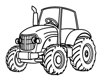Toy Tractor Colouring Page (Kids, Bold & Easy)