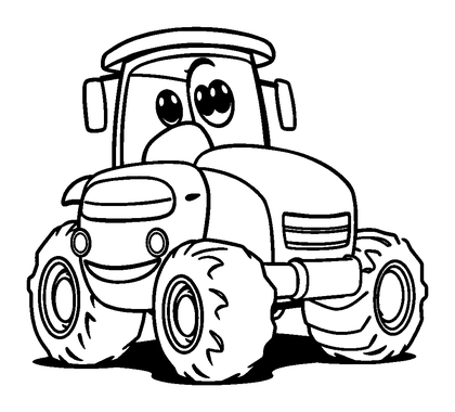 Toy Tractor Colouring Page (Toddler, Bold & Easy)