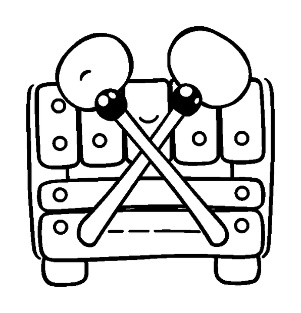 Toy Xylophone Mallets colouring page — free printable for kids
