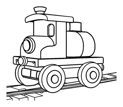 Wooden Train Set Colouring Page (Kids, Standard)