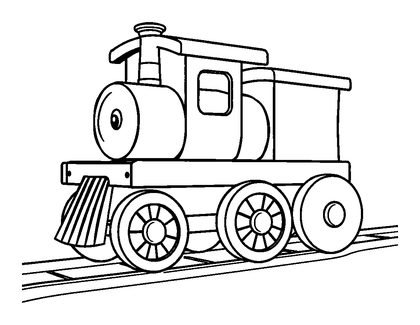 Wooden Train Set Colouring Page (Toddler, Bold & Easy)