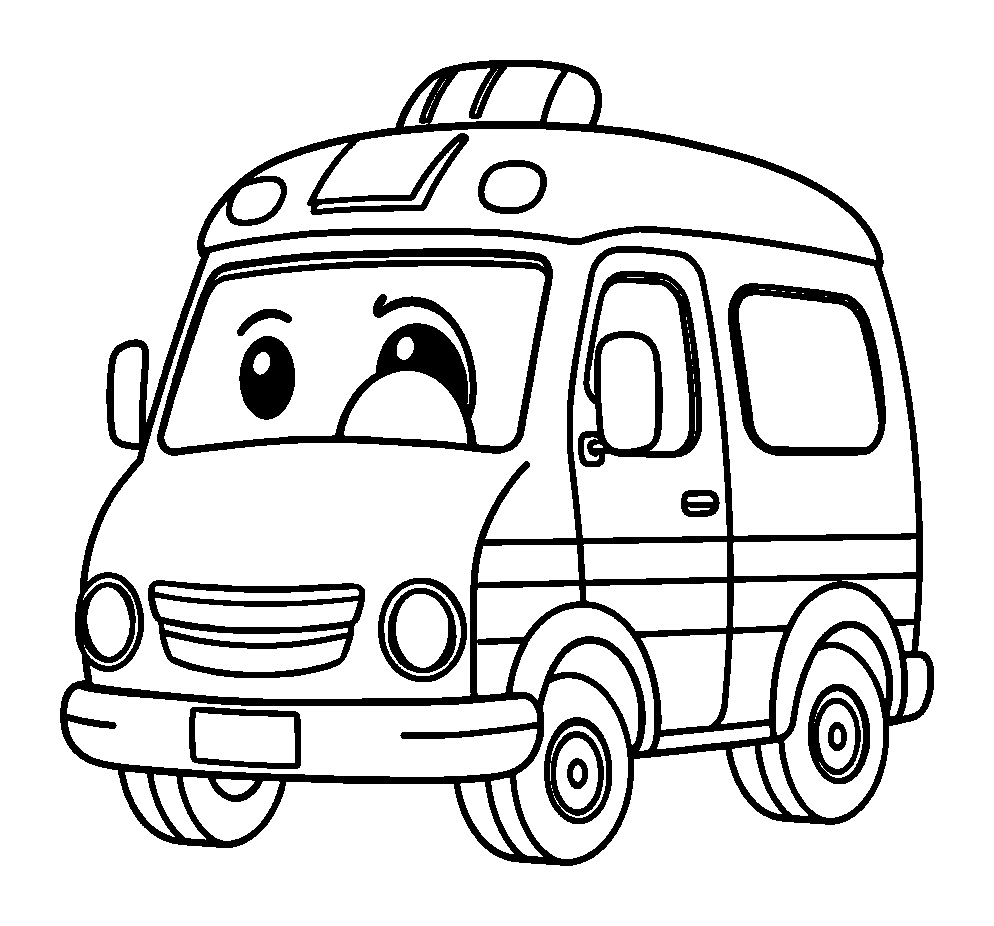 Ambulance colouring page — free printable for kids