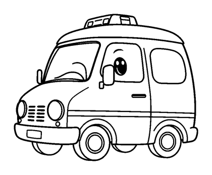 Ambulance Colouring Page (Kids, Standard)