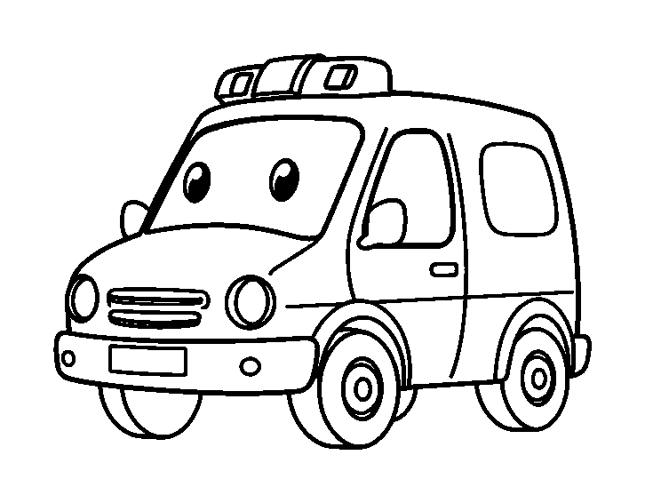 Ambulance colouring page — free printable for toddlers