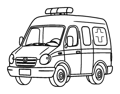 Ambulance Colouring Page (Toddler, Bold & Easy)