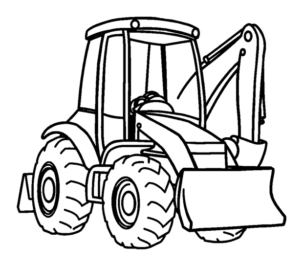 Backhoe colouring page — free printable for kids