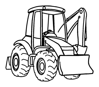 Backhoe Colouring Page (Kids, Bold & Easy)