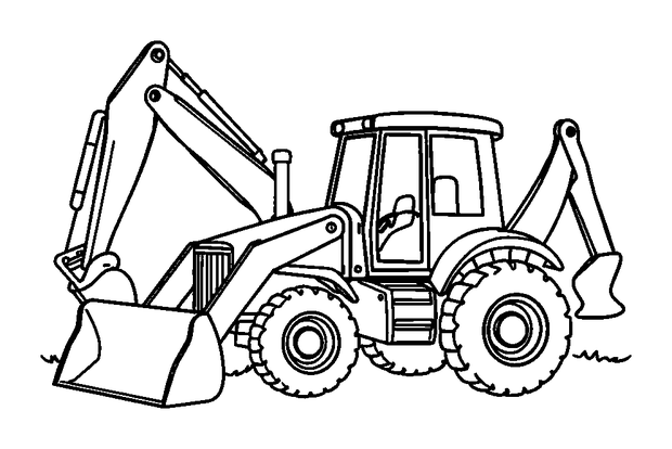 Backhoe colouring page — free printable for kids